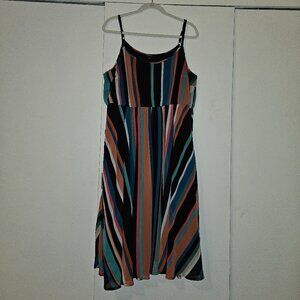 Torrid Multi-Color Stripe Spaghetti Strap Dress (2X)